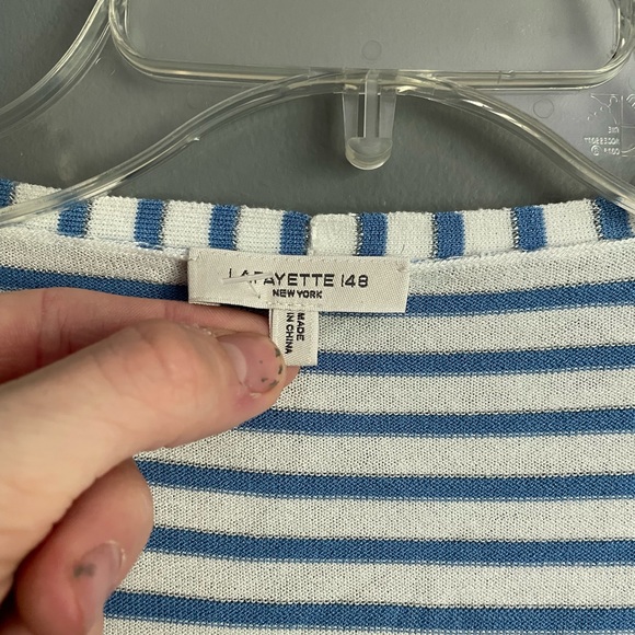 Lafayette 148 New York Striped V-Neck Sweater Womens Size Small - Picture 4 of 5